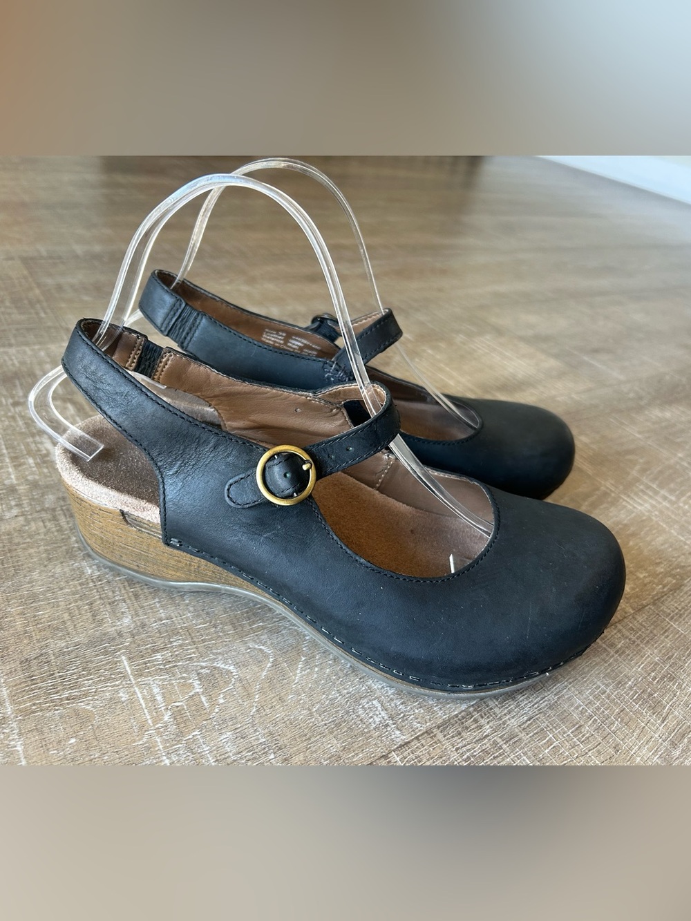 ▶️ Dansko Black Leather Mary Jane Wedge Comfort Shoes EU 38 US 7.5 8 - Picture 12 of 13
